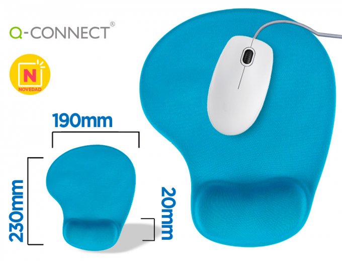 Tapis souris Q-CONNECT repose-poignet mousse augmente confort facilement nettoyable coloris bleu