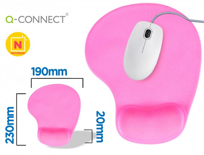 Tapis souris Q-CONNECT repose-poignet mousse augmente confort facilement nettoyable coloris rose.