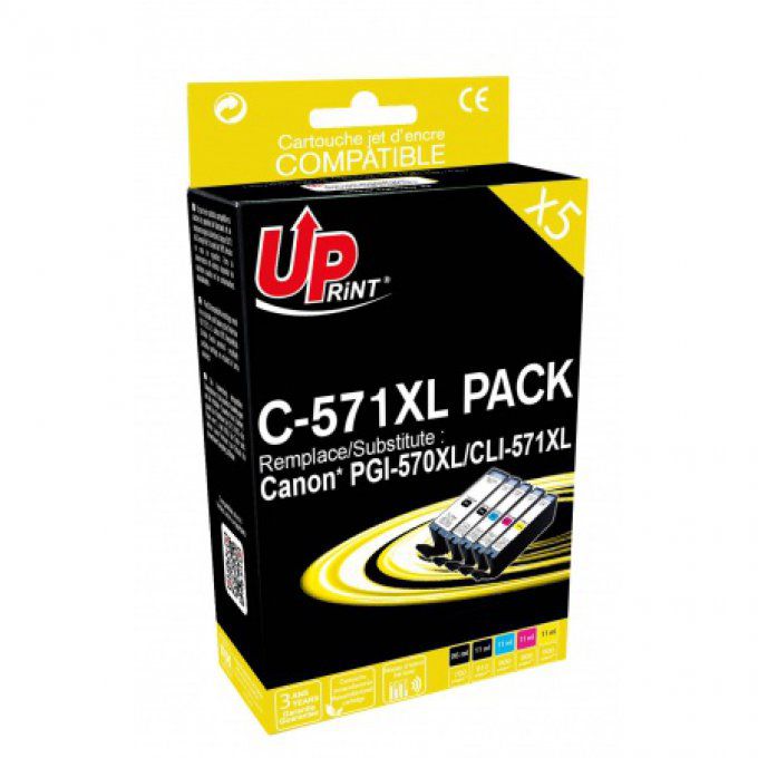 CANON PGI-570XL / CLI-571XL UPRINT C-571XL 2BK/C/M/Y PACK 5 CARTOUCHES COMPATIBLES FRAIS DE PORT OFF