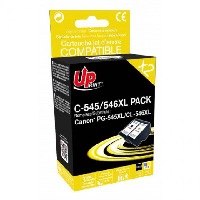 UPRINT C-545/546XL BK/CL PACK 2 CARTOUCHES COMPATIBLES AVEC CANON PG-545XL / CL-546XL